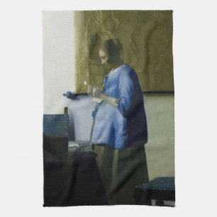 Johannes Vermeer - Kvinnor i blå läsning i Brev Kökshandduk