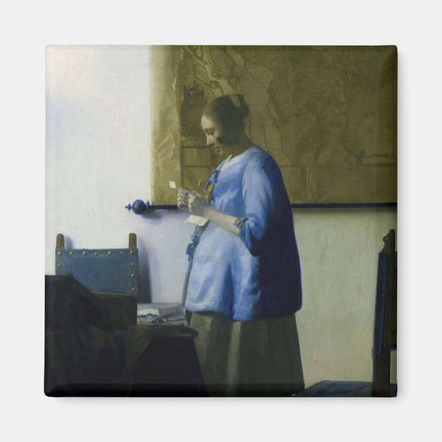 Johannes Vermeer - Kvinnor i blå läsning i Brev Magnet (Framsidan)