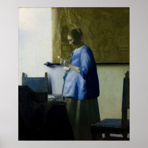 Johannes Vermeer - Kvinnor i blå läsning i Brev Poster