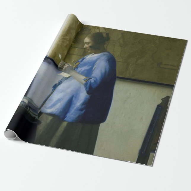Johannes Vermeer - Kvinnor i blå läsning i Brev Presentpapper (Utrullad)