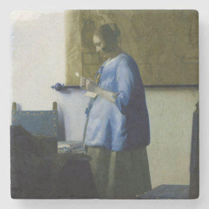 Johannes Vermeer - Kvinnor i blå läsning i Brev Stenunderlägg