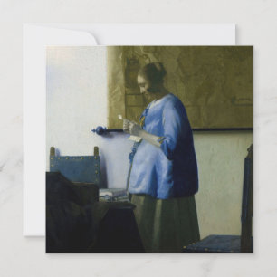 Johannes Vermeer - Kvinnor i blå läsning i Brev Tack Kort