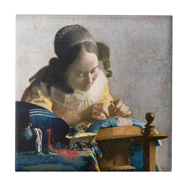 Johannes Vermeer - Lacemaker Kakelplatta (Framsidan)