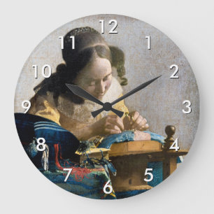 Johannes Vermeer - Lacemaker Stor Klocka