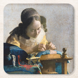 Johannes Vermeer - Lacemaker Underlägg Papper Kvadrat