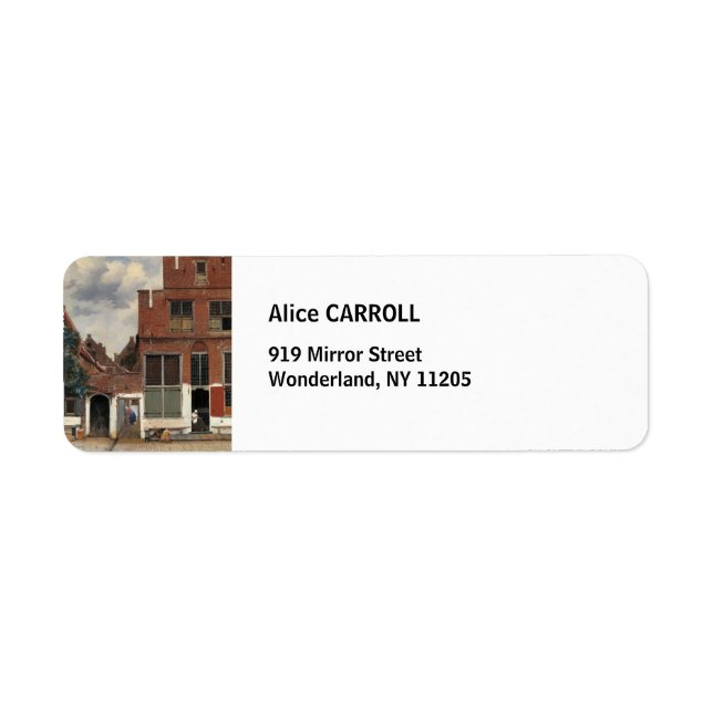 Johannes Vermeer - Little Street Returadress Etikett (Framsidan)