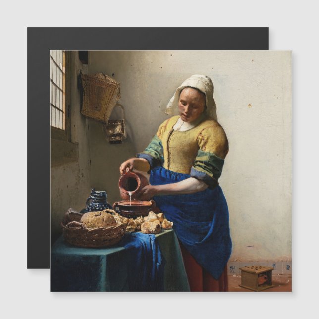 Johannes Vermeer - Magnetikkortet Milkmaid (Fram/baksida)