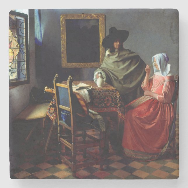 Johannes Vermeer - Magnetkortet i Vin Stenunderlägg (Framsidan)