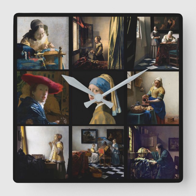 Johannes Vermeer - Masterbit Grid Fyrkantig Klocka (Framsida)