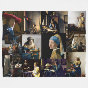 Johannes Vermeer - mästerverk - lappverk Fleecefilt