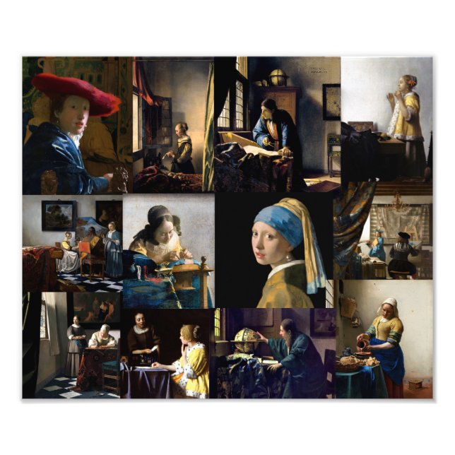 Johannes Vermeer - mästerverk - lappverk Fototryck (Framsidan)