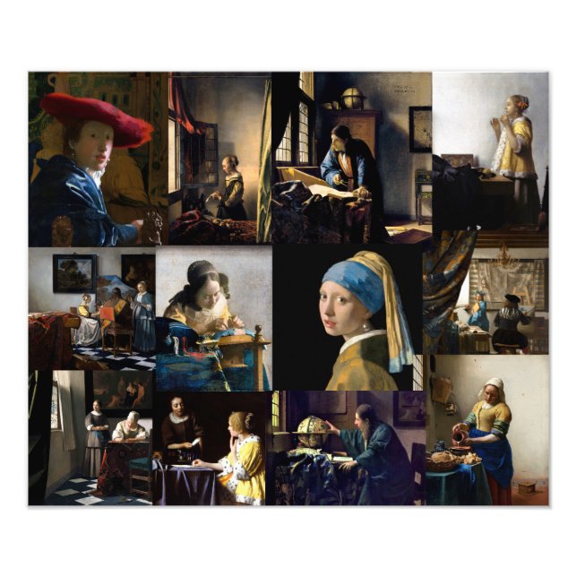 Johannes Vermeer - mästerverk - lappverk Fototryck (Framsidan)