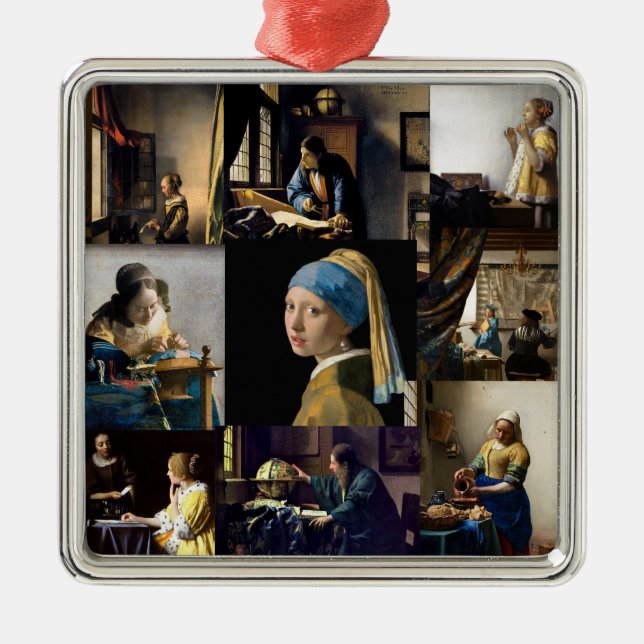Johannes Vermeer - mästerverk - lappverk Julgransprydnad Metall (Framsidan)