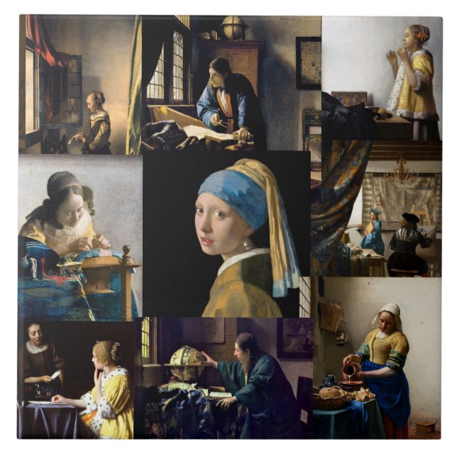Johannes Vermeer - mästerverk - lappverk Kakelplatta (Framsidan)