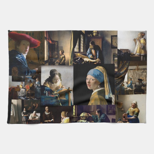 Johannes Vermeer - mästerverk - lappverk Kökshandduk (Horisontell)