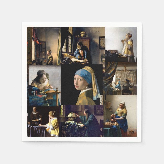 Johannes Vermeer - mästerverk - lappverk Pappersservett (Framsidan)