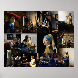 Johannes Vermeer - mästerverk - lappverk Poster
