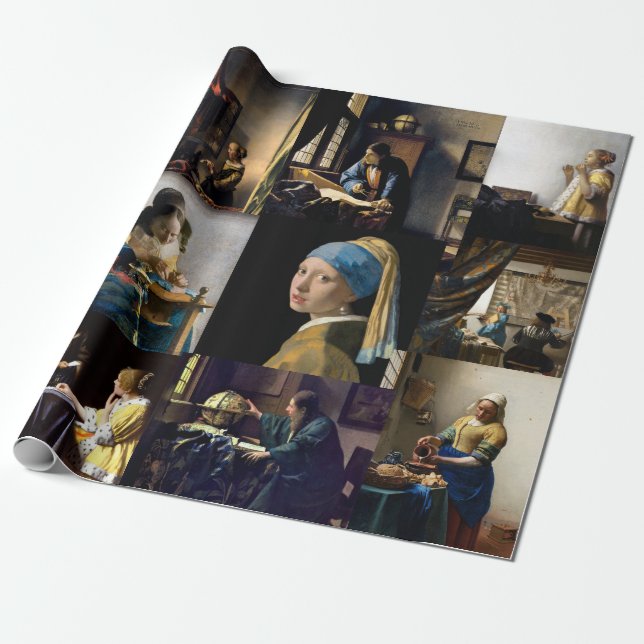 Johannes Vermeer - mästerverk - lappverk Presentpapper (Utrullad)