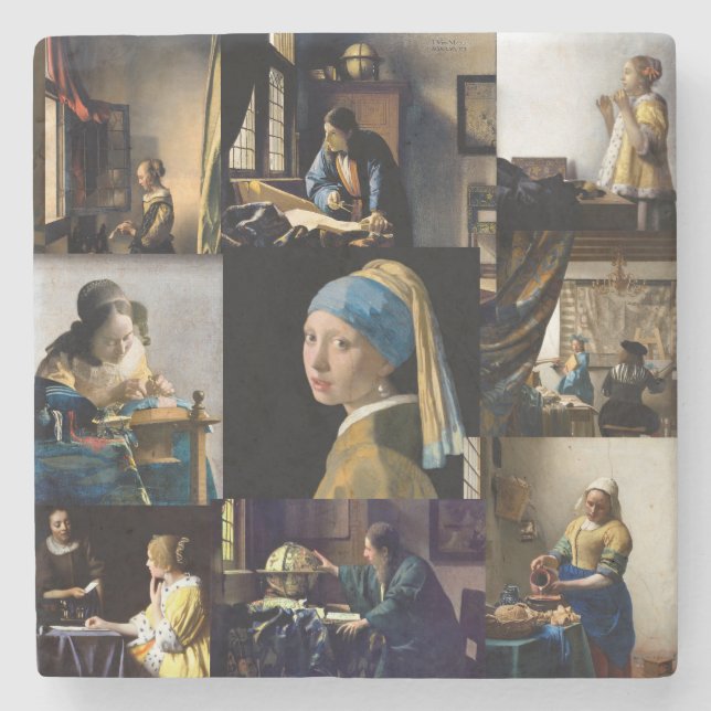 Johannes Vermeer - mästerverk - lappverk Stenunderlägg (Framsidan)