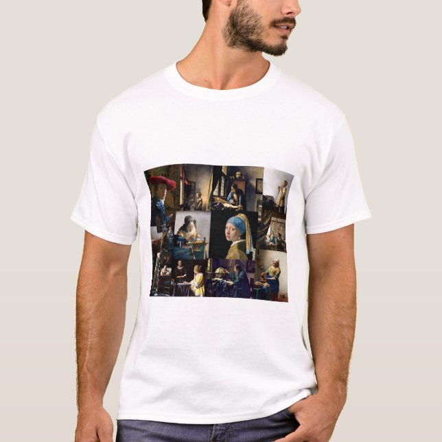 Johannes Vermeer - mästerverk - lappverk T Shirt (Framsida)