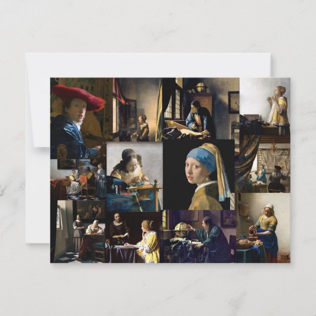 Johannes Vermeer - mästerverk - lappverk Tack Kort (Framsida)