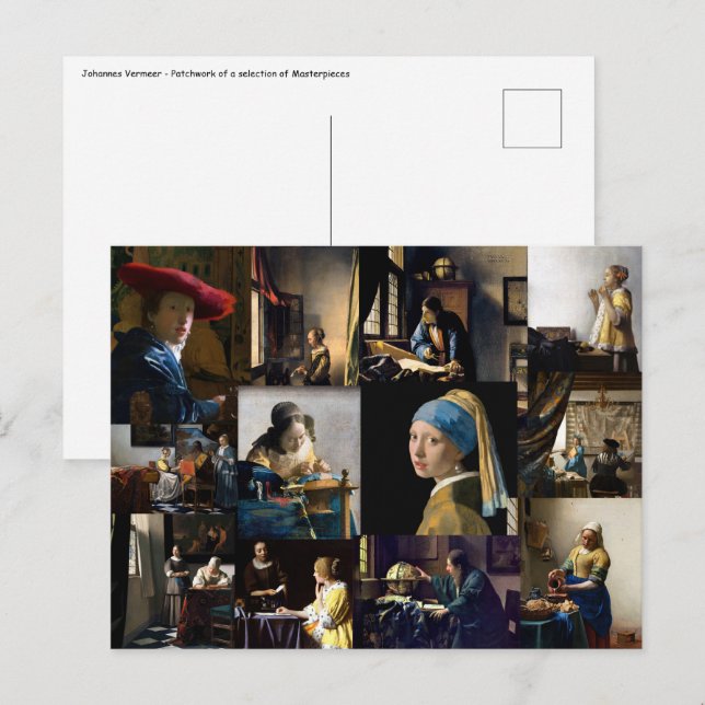 Johannes Vermeer - mästerverk - lappverk Vykort (Fram/baksida)