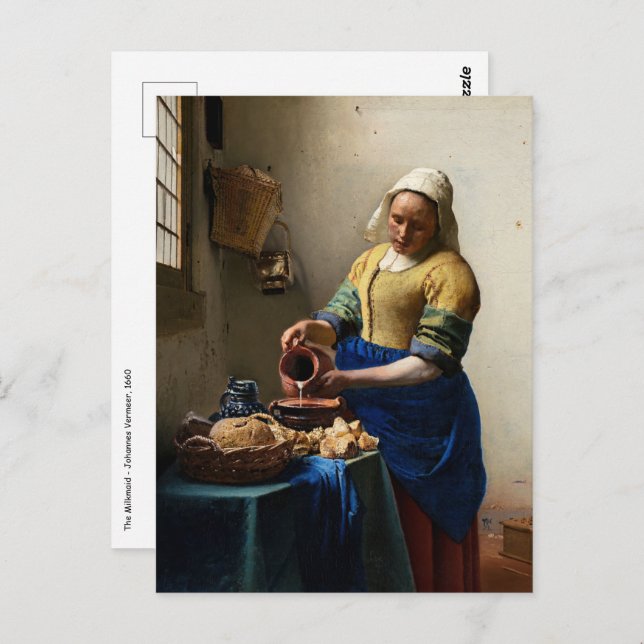 Johannes Vermeer - Mejerskan Vykort (Fram/baksida)