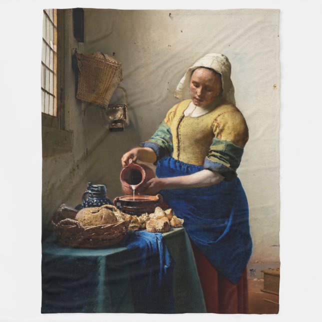 Johannes Vermeer - Milkmaid Fleecefilt (Framsidan)