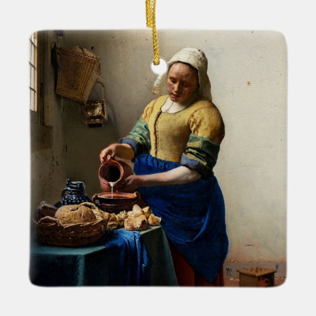 Johannes Vermeer - Milkmaid Julgransprydnad Keramik (Framsida)