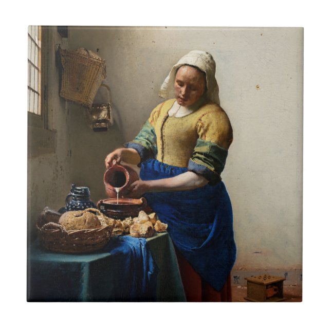Johannes Vermeer - Milkmaid Kakelplatta (Framsidan)