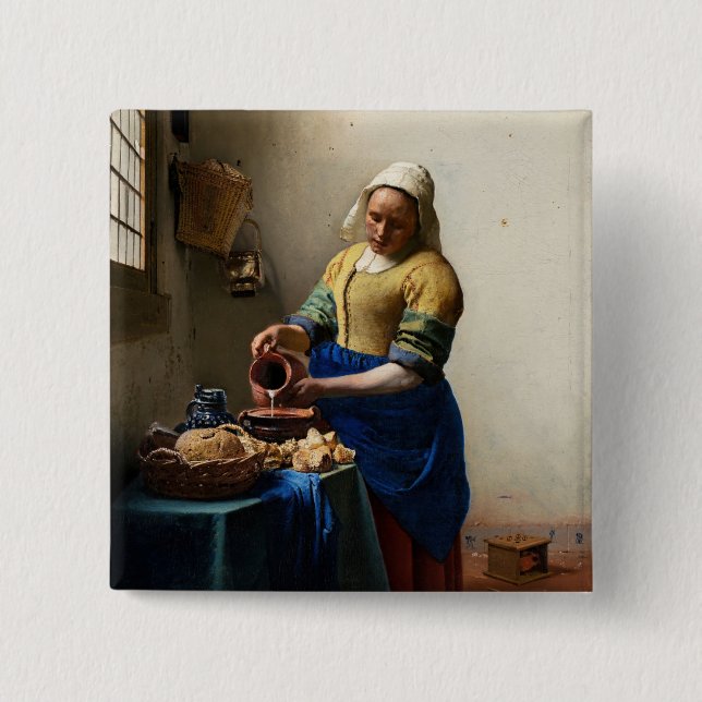 Johannes Vermeer - Milkmaid Knapp (Framsida)