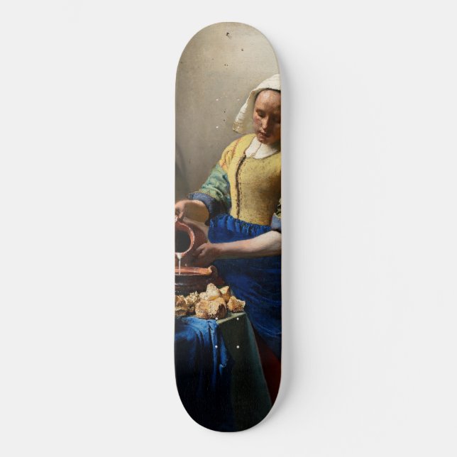Johannes Vermeer - Milkmaid Mini Skateboard Bräda 18,5 Cm (Framsida)