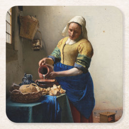 Johannes Vermeer - Milkmaid Underlägg Papper Kvadrat