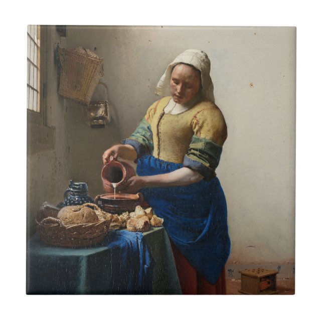 JOHANNES VERMEER - Milkmaiden 1658 Kakelplatta (Framsidan)