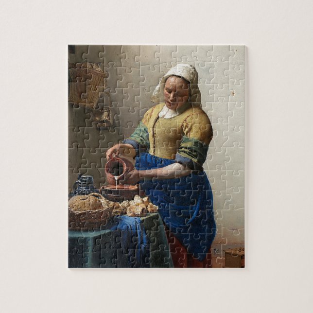 Johannes Vermeer - Milkmaidmålningen Pussel (Vertikal)