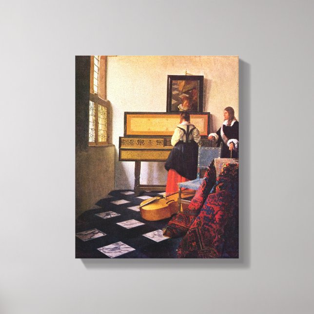 Johannes Vermeer - Musiklektionen Canvastryck (Framsida)