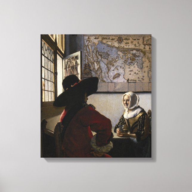 Johannes Vermeer - officer med en döende flicka Canvastryck (Framsida)