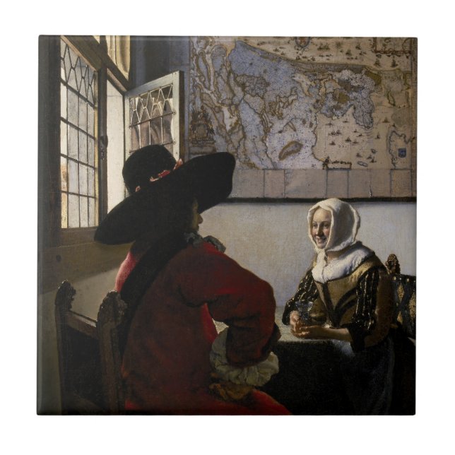 Johannes Vermeer - officer med en döende flicka Kakelplatta (Framsidan)