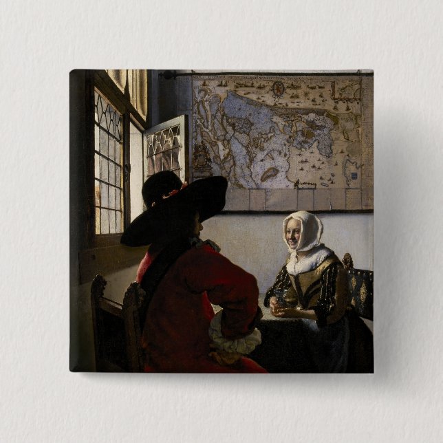 Johannes Vermeer - officer med en döende flicka Knapp (Framsida)