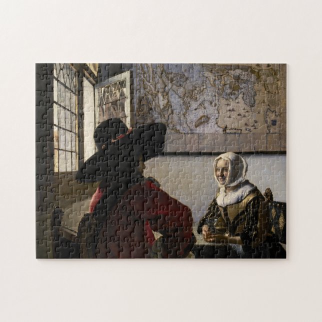 Johannes Vermeer - officer med en döende flicka Pussel (Horisontell)
