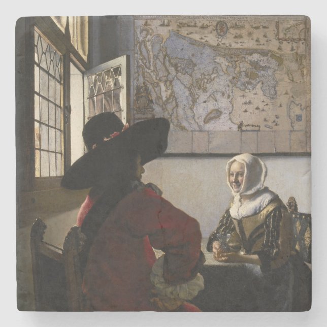 Johannes Vermeer - officer med en döende flicka Stenunderlägg (Framsidan)