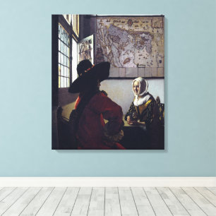 Johannes Vermeer, officer och dödande flicka Canvastryck
