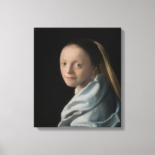 Johannes Vermeer - Studie av en ung kvinna Canvastryck