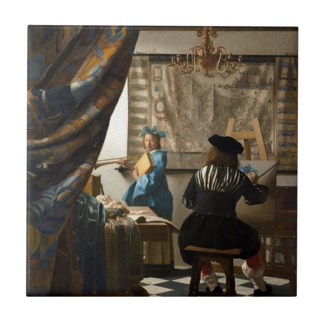 Johannes Vermeer - The Allegory of Painting Kakelplatta (Framsidan)