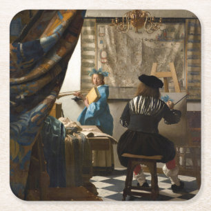 Johannes Vermeer - The Allegory of Painting Underlägg Papper Kvadrat