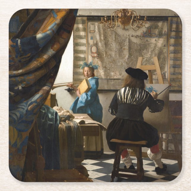 Johannes Vermeer - The Allegory of Painting Underlägg Papper Kvadrat (Framsidan)