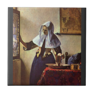 Johannes Vermeer - ung kvinna med en Kakelplatta