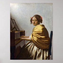 Johannes Vermeer - Ung kvinna som sitter vid virgi Poster