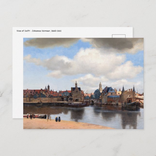 Johannes Vermeer - Utsikt över Delft Vykort (Fram/baksida)