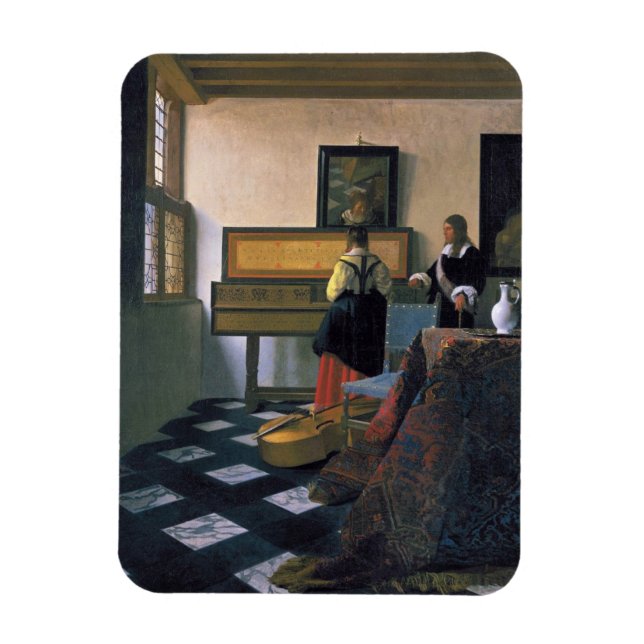 Johannes Vermeer, van Delft, Music Lesson Magnet (Vertikal)